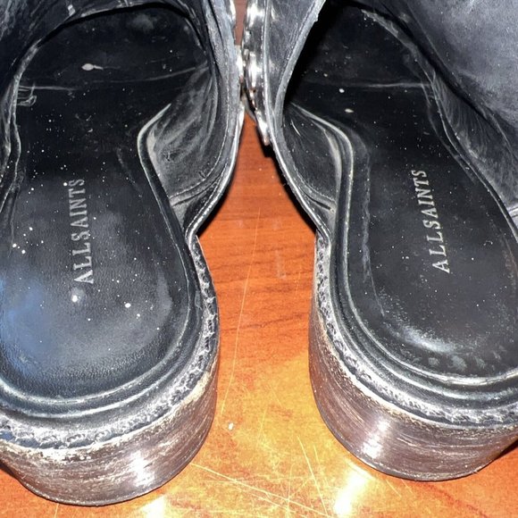 ALL SAINTS Yannis Leather Open Back Black Booties Women US Size 8.5 Retail $415 - Picture 7 of 10